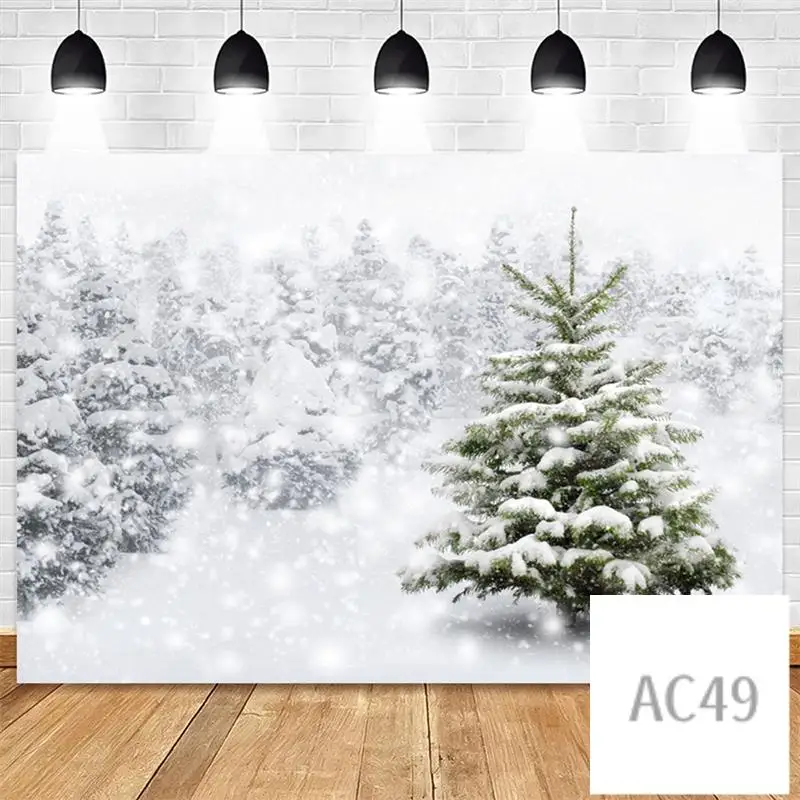 

C9-210X150cm Winter Snow Background Cloth Snowflake Christmas Tree Glitter White Forest Party Photography Backdrops
