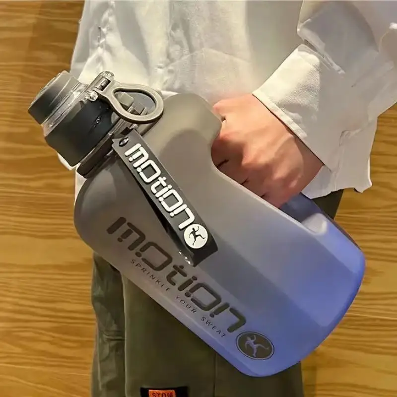 2.4 Liter Sports Water Bottle With Straw Large Capacity Fitness With Scale Gradient Kettle Outdoor Plastic Portable Water Bottle