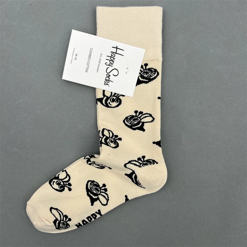 Chaussettes Happy Cartoon Print, Chaussettes fantaisie, 36-40, Nouveau