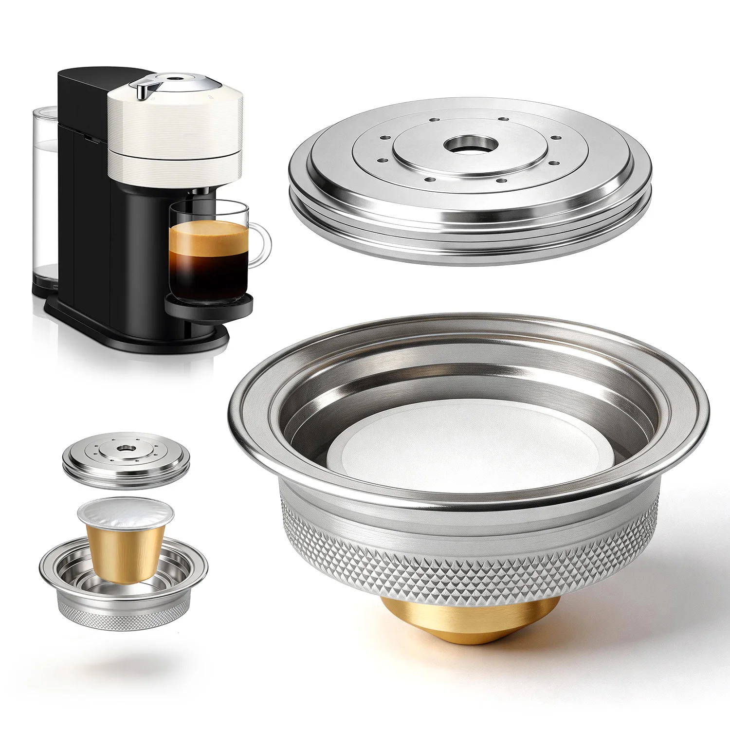 New Stainless Steel Coffee Capsule Converter, Small Pod Adapter for Espresso Coffee Machine