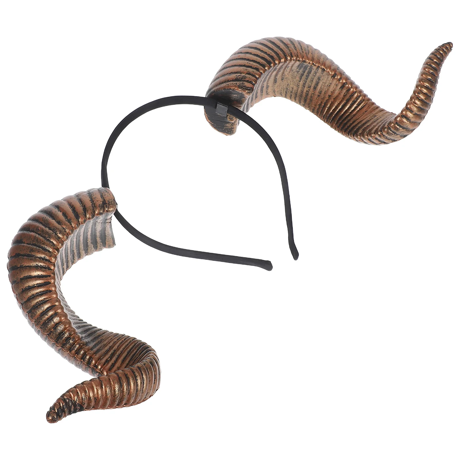

Gothic Beauty Ram Horns Costume Halloween Accessories Golden PU Sheep Headband Adult