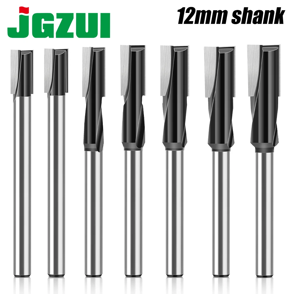 12mm Shank Lengthened Cleaning Bottom Router Bit Spiral Diameter 16mm17mm18mm Engraving Machine Woodworking Milling Cutter