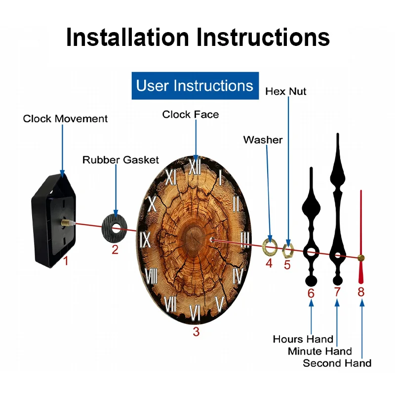 1pc relógio de parede diy-decoração moderna de fazenda com design de coto de árvore, movimento silencioso, para sala de estar, quarto, cozinha, escritório