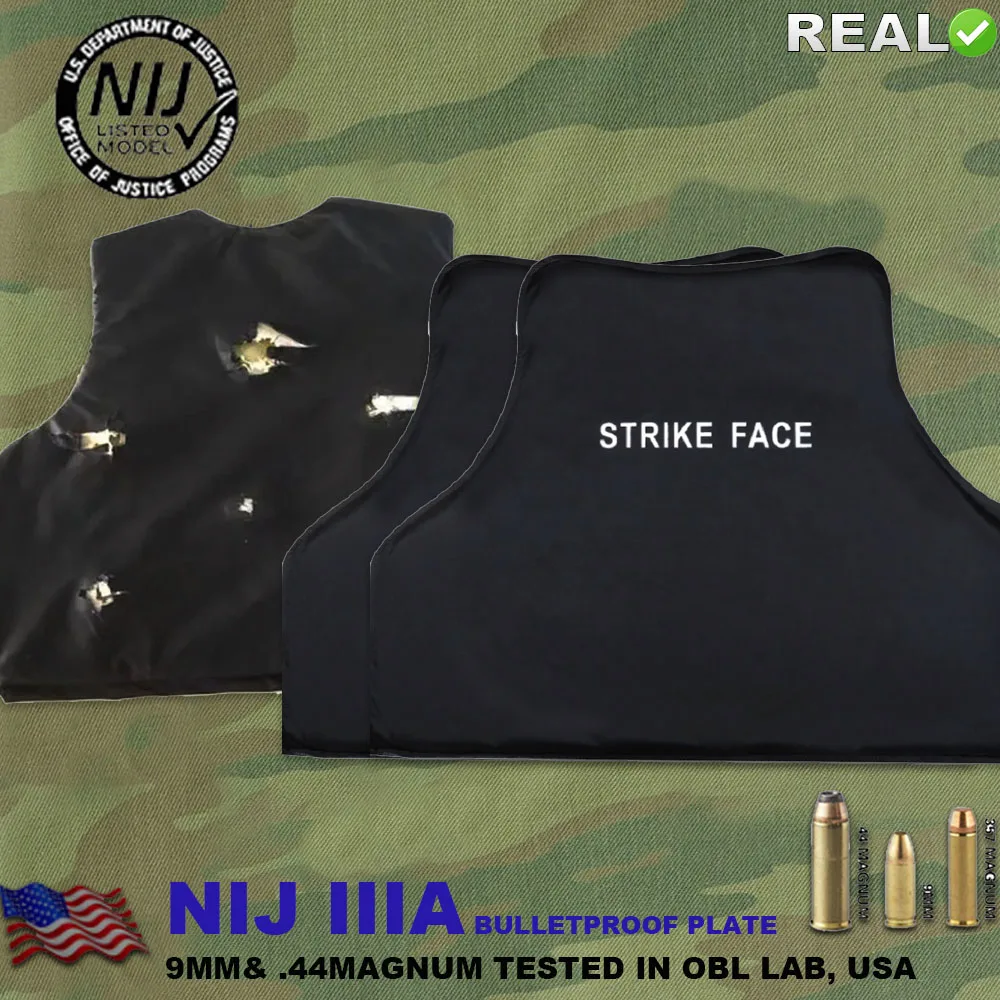 Real 2 Pieces NIJ Level IIIA Front And Back 1 Couple BulletProof Armor Plate 3A 0101.06 PE Soft Ballistic Side Panel Tactical
