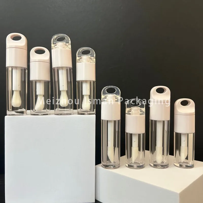 

50Pcs Cute Keychain Hole Cap 5ML 7ML Big Brush Lip Gloss Bottle Wholesale Empty Cosmetic Girls Liquid Lipstick Tube Container