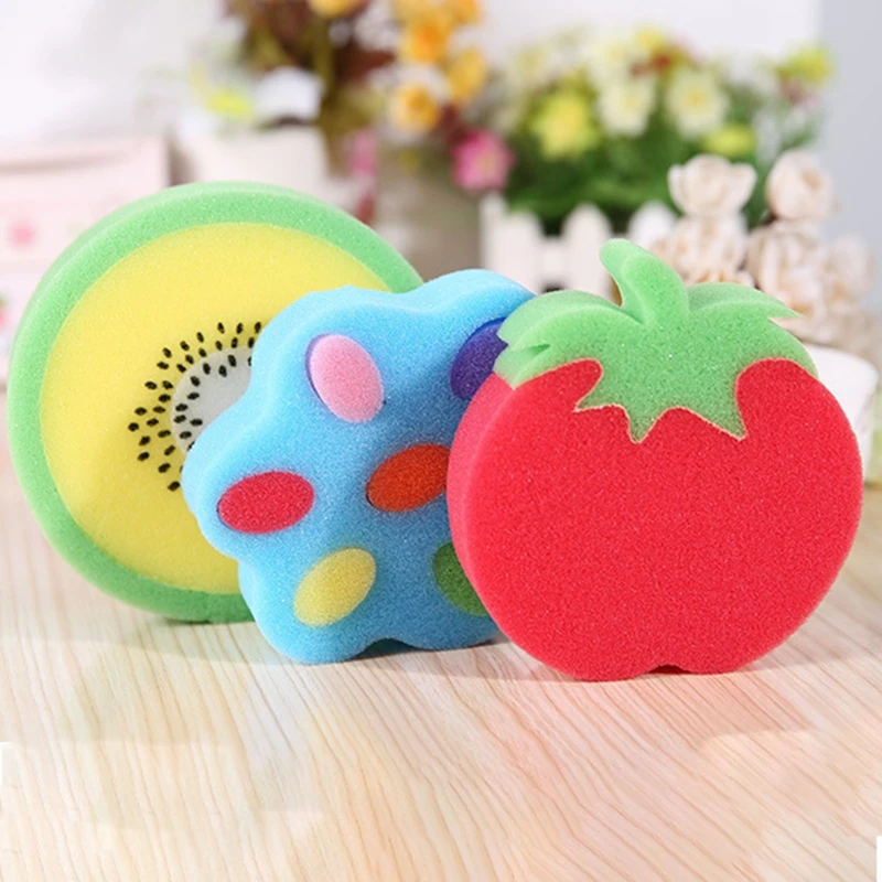 1Pc Cute Fruit Shape Bath Sponge Soft Shower Brush Dead Skin Removal Bathroom Body Scrubber Exfoliating Cleaner Women Men Kids