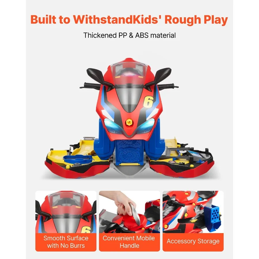 Juguete de motor de motocicleta, 25 piezas, juguete mecánico de motocicleta con piezas extraíbles, luces y sonidos, conducción y pista simulados