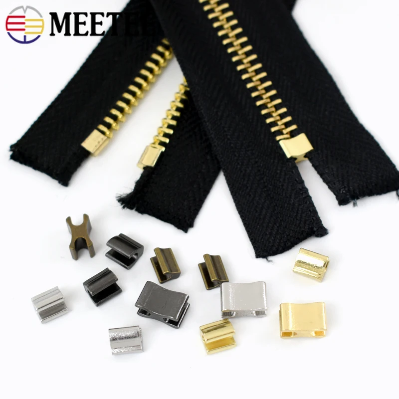 50Pcs 3# 5# Metal Zipper Repair U Stopper Non-slip Buckles For Backpack Handbag Wallet Zip Tailor Tools DIY Hardware Accessories