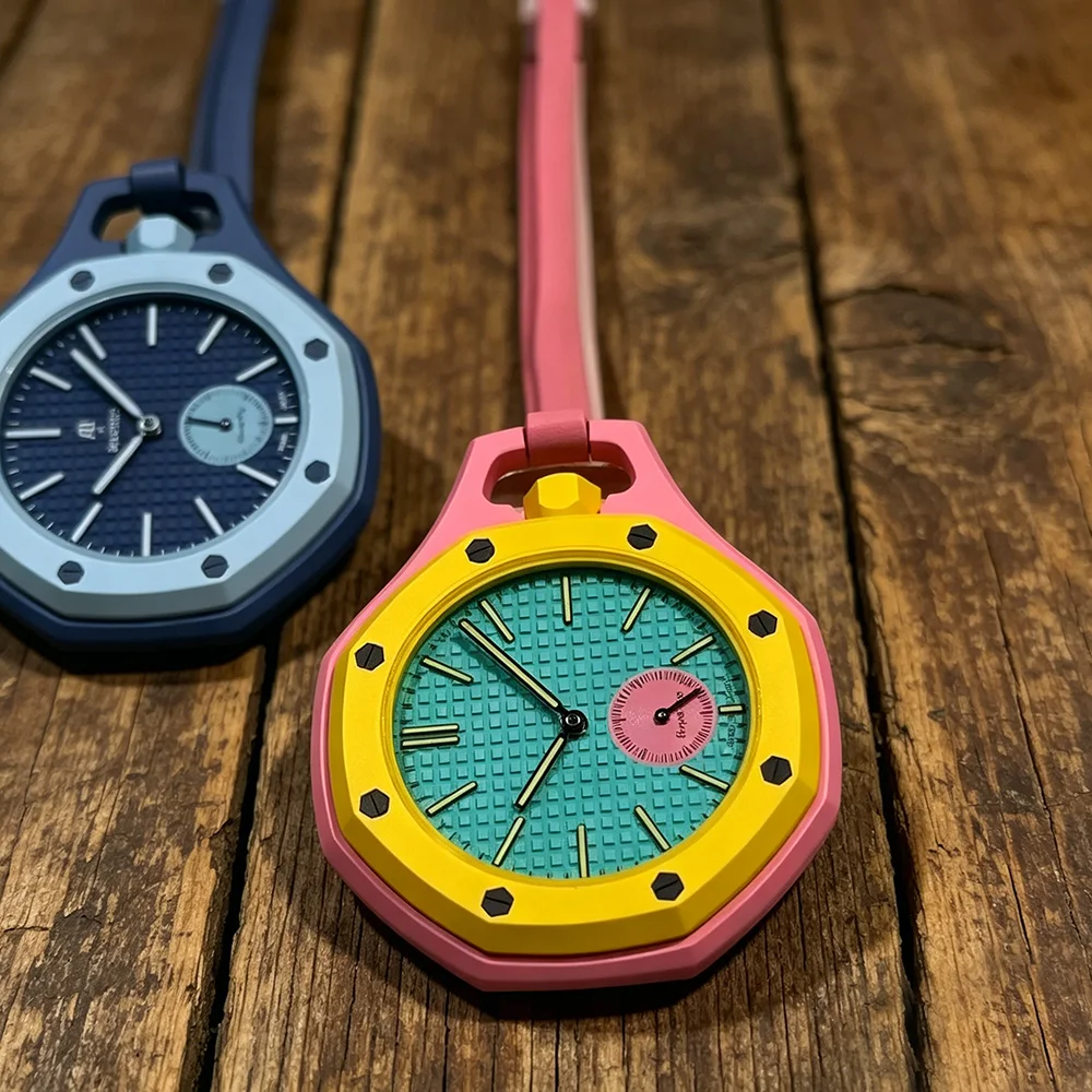 

2026New Pocket Watch Octagonal Pop Style Quartz Movement Candy Color QuartzWatch Color niche Personality Removable- With AP logo