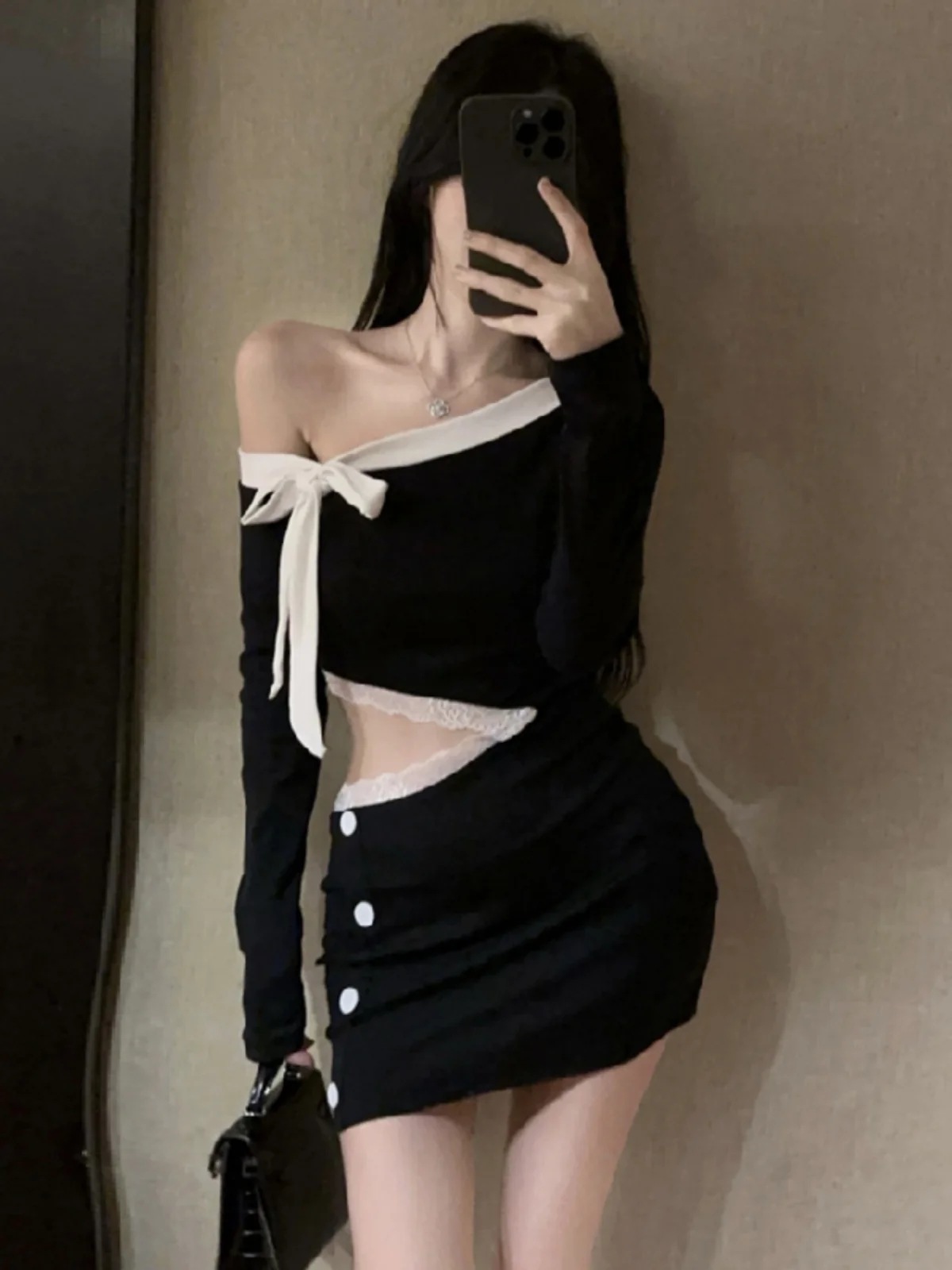 Sexy Jurk Vrouwen Koreaanse Mode Kant Patchwork Boog Off Schouder Slash Hals Mini Jurken Casual Holle Taille Vestidos