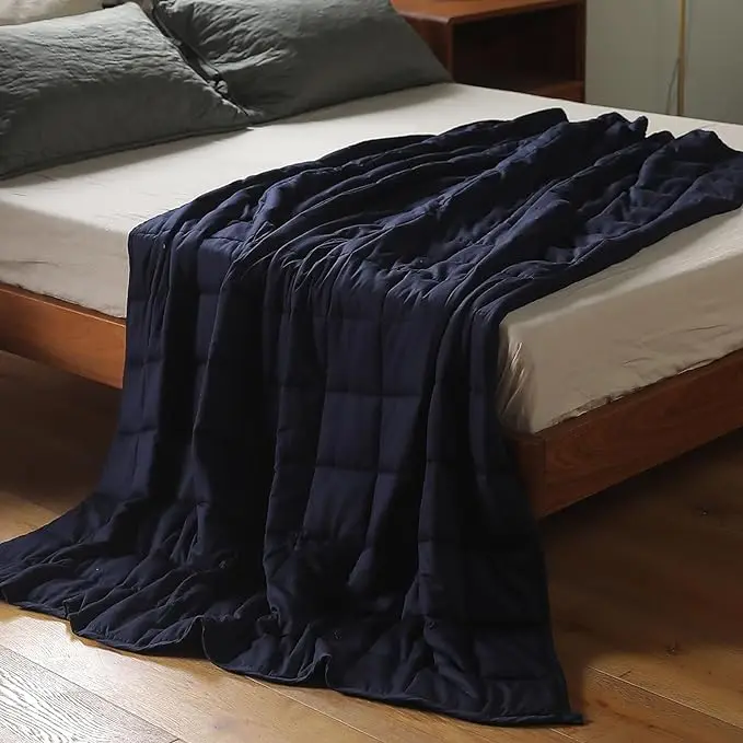 Weighted Blanket Twin Size Blue for Adults and Kids High Breathability Heavy Blanket Soft Material with Premium Glass Beads