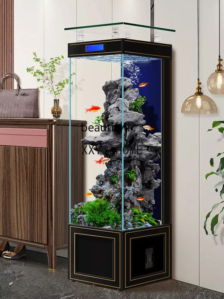 

Super White Glass Fish Tank Living Room Small Light Luxury Intelligent Vertical Fish Globe Ecological Self-Circulation