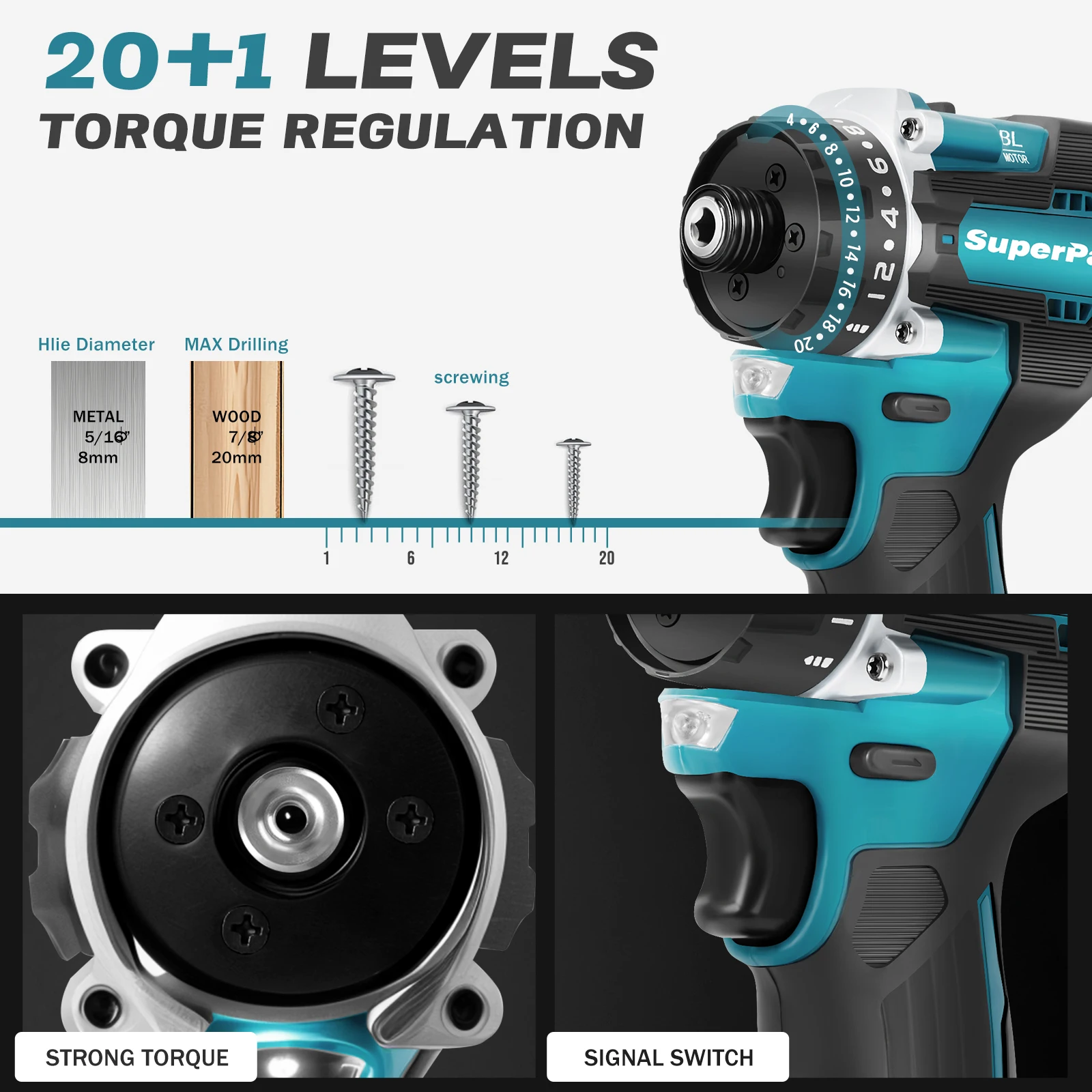 

Бесщеточный аккумуляторный шуруповерт SuperPan SP171 с низким уровнем шума, легкий, профессионального класса, для аккумуляторов Makita 18В