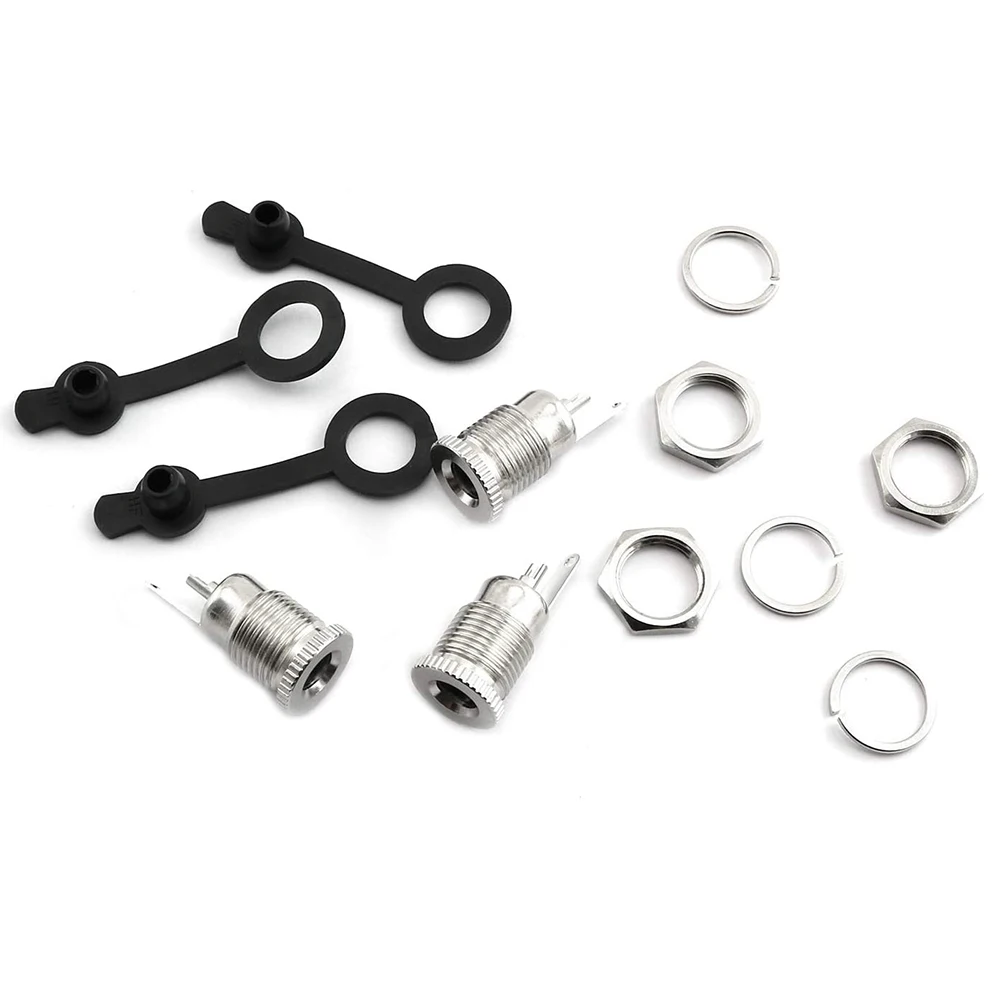 10pcs DC Power Socket Connector with Waterproof Cover Cap 5.5mm x 2.5mm Female  Threaded Panel Mounting Adapter Power Jack