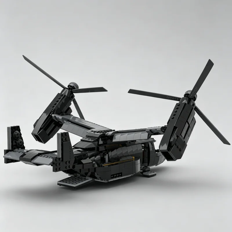 1349PCS MOC Sci Fi Tilt Rotor Transport Aircraft Model Building Blocks DIY Assembly Toy Adult Collector Collection Desktop Gift