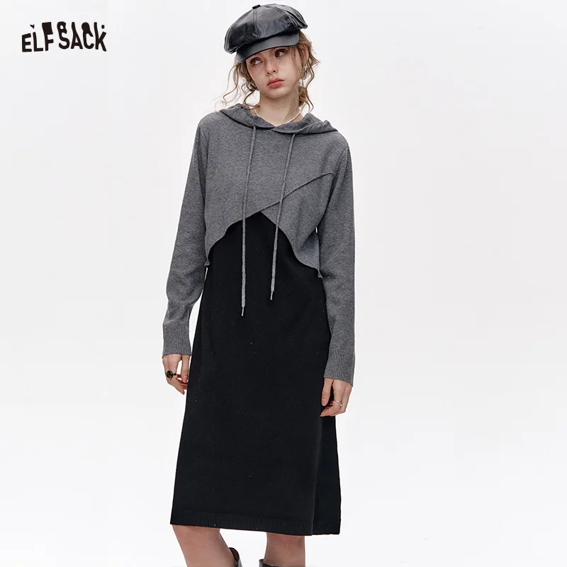 

ELFSACK 2025 Spring New Arrivals Vacation Ruffle Floral Chiffon Dress Elegant V-neck Long Sleeved Long Dress