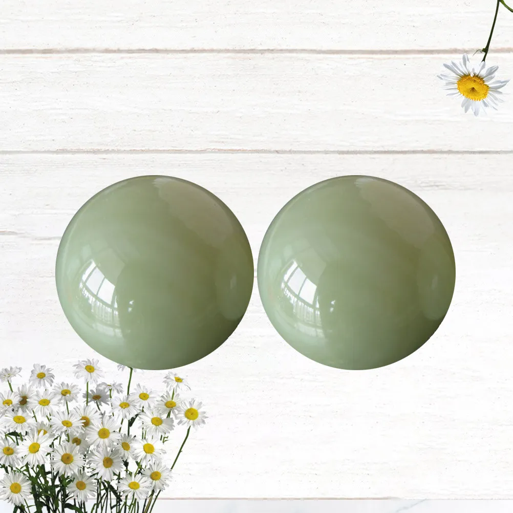 1Set Jade Stone Hand Exercise Balls Natural White Stress Relief Finger Dexterity Wrist Flexibility Promoting Smooth Skin
