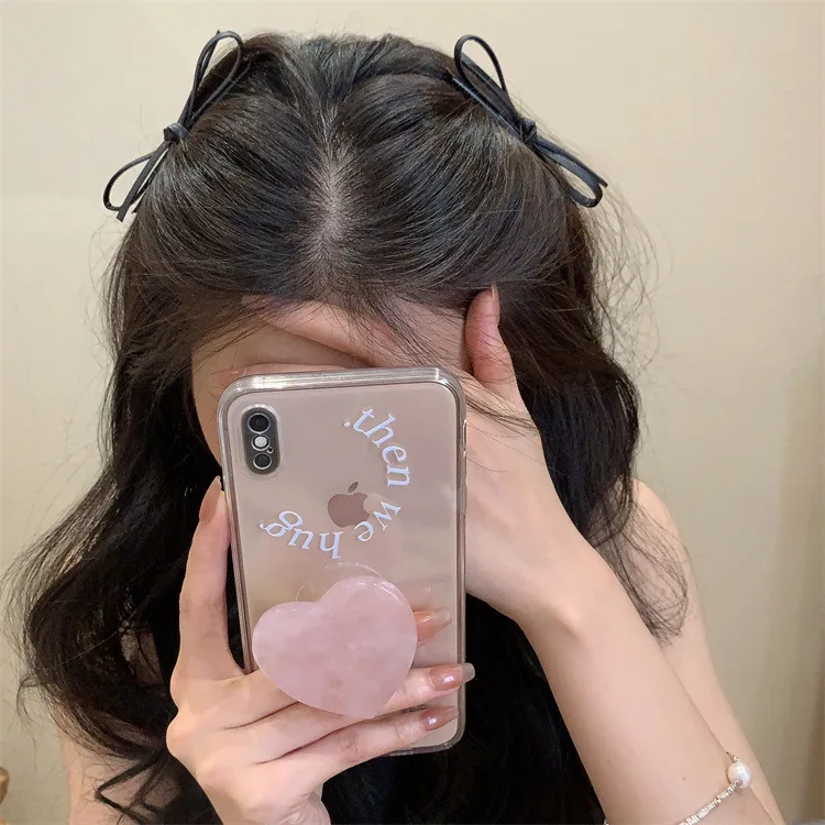 

Black PU Leather Bow Hair Clips Minimalist Ins Style Side Bangs Baby Hair Grips for Women Sweet Cool Daily Hair Accessory