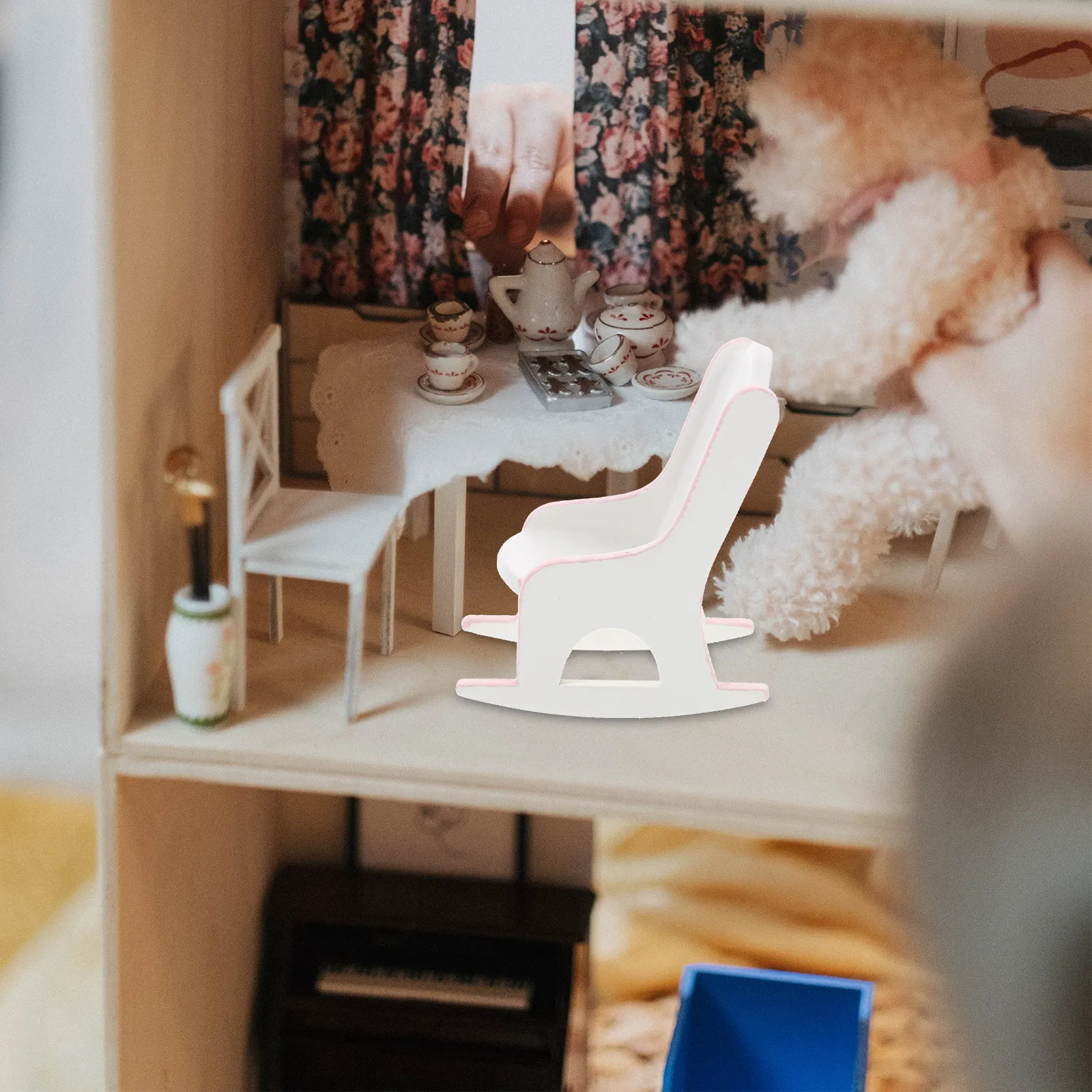 

Miniature Wooden Rocking-Chair Mini House Furniture Decor Miniature Rocking-Chair Accessory Mini House Supplies Decorative