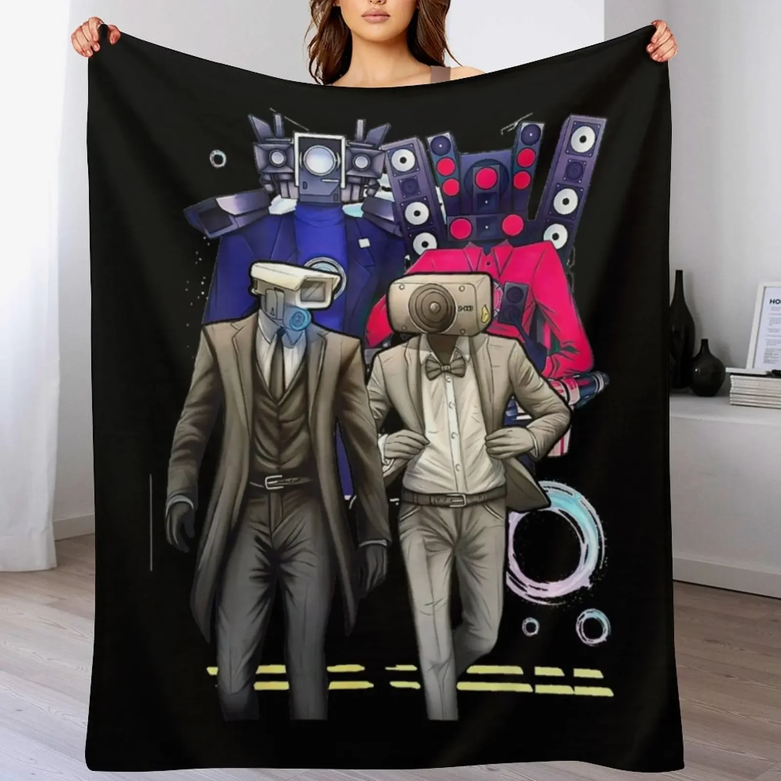 Caméraman and Speákerman Funny Throw Blanket Portable Lightweight Blanket for Travel Camping
