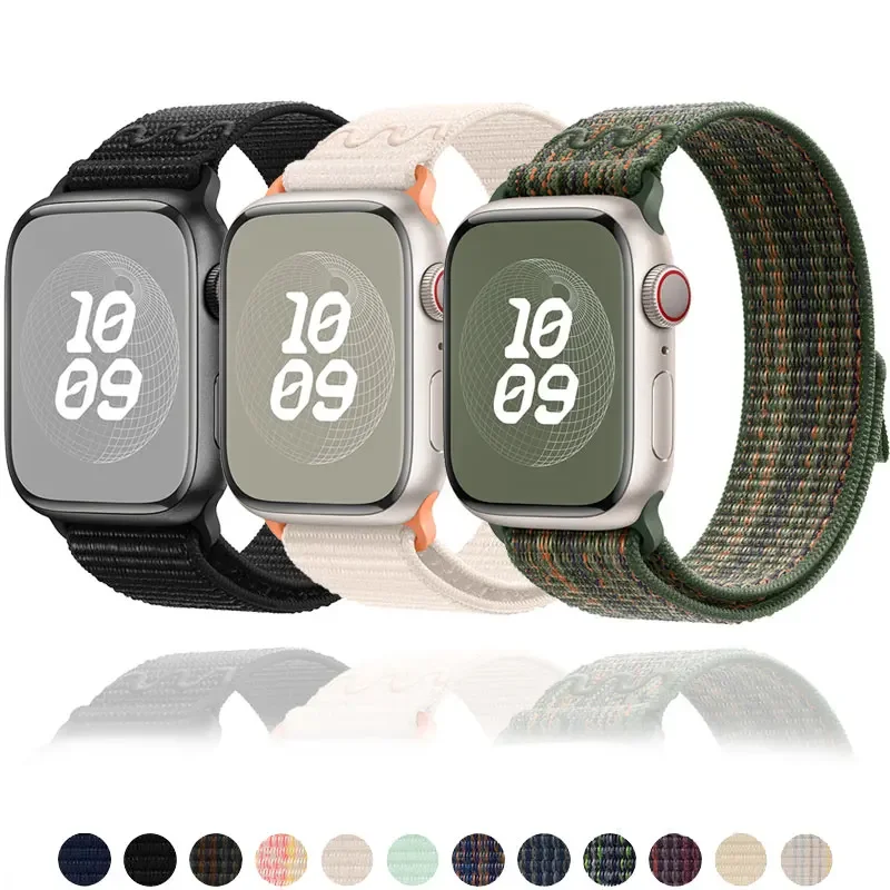 Nylonowa bransoletka do Apple Watch Ultra Band 49 mm 45 mm 41 mm 44 mm 40 mm 42 38 mm Regulowany elastyczny pasek iWatch Series 9 4 5 SE 6 7 8