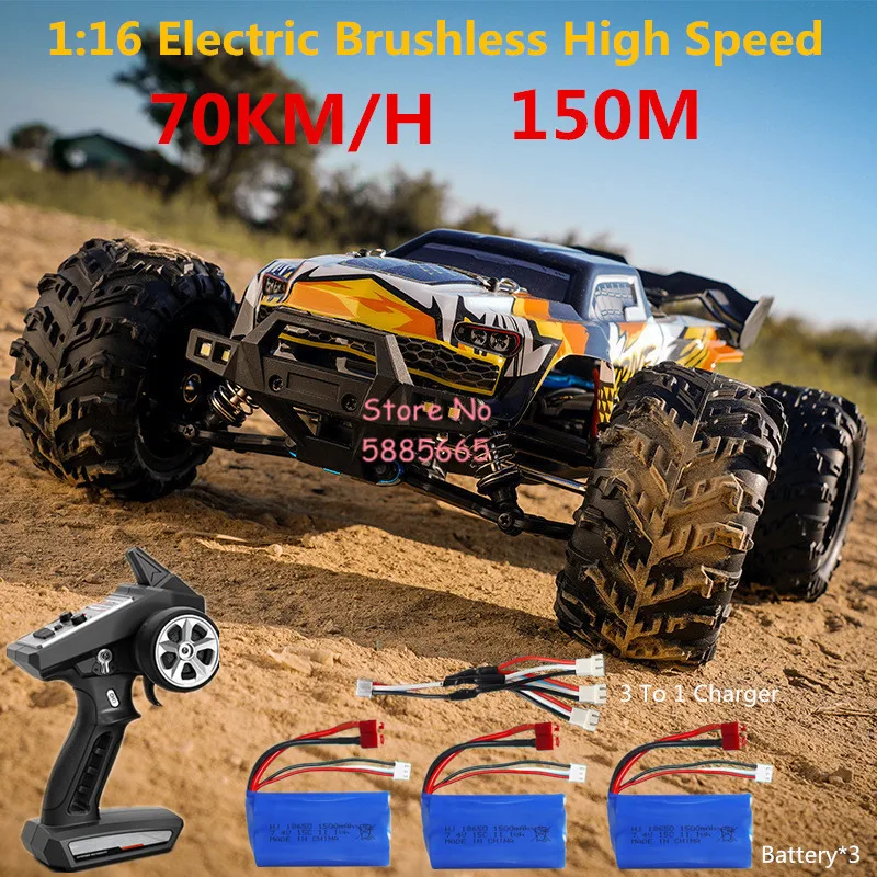 Professional Championship 4WD Racing Electric RC Car Model 1:16 70KM 150M Brushless Highlight Light Metal Differential RC Truck