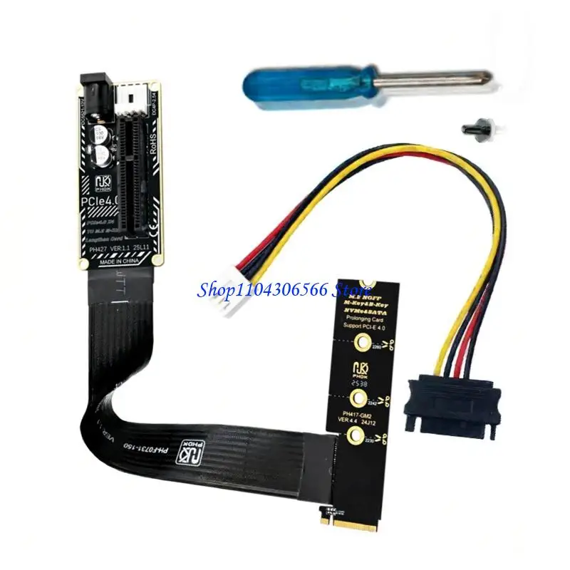 02DD PCIe4.0 to M.2 M NVMe Flexible Extension Cable for 2230 2242 2260 2280 Fast Speed Data Transfer Transmission