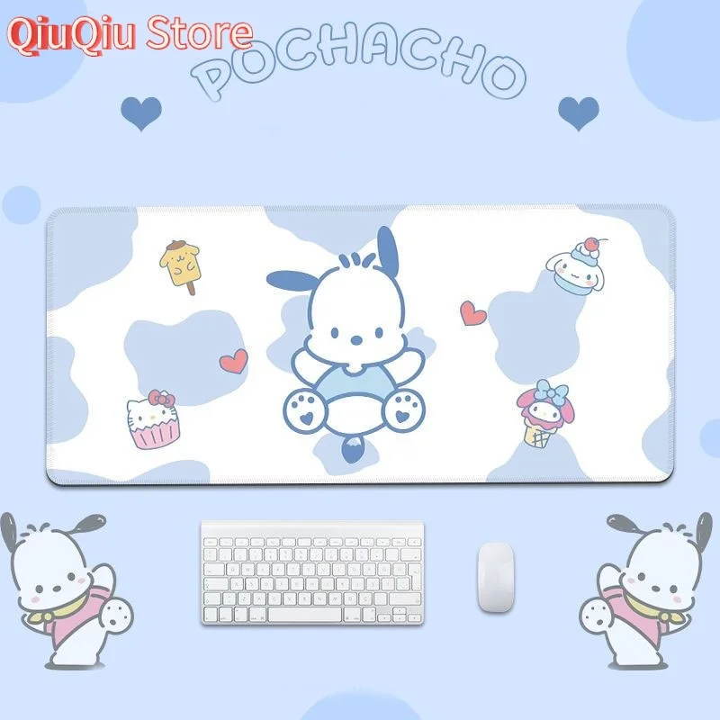 Kawaii Sanrio Pochacco Mouse Pad Tepi Meja Tebal Bantalan Anti Selip Dapat Dicuci Rajutan Rapat Tersedia Berbagai Ukuran