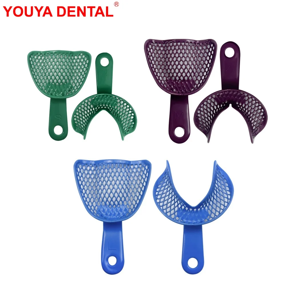 

2pcs/set Edentulous Jaw Tooth Tray Dental Impression Trays Plastic-Steel Upper Lower Teeth Holder Dentistry Material Tools S/M/L