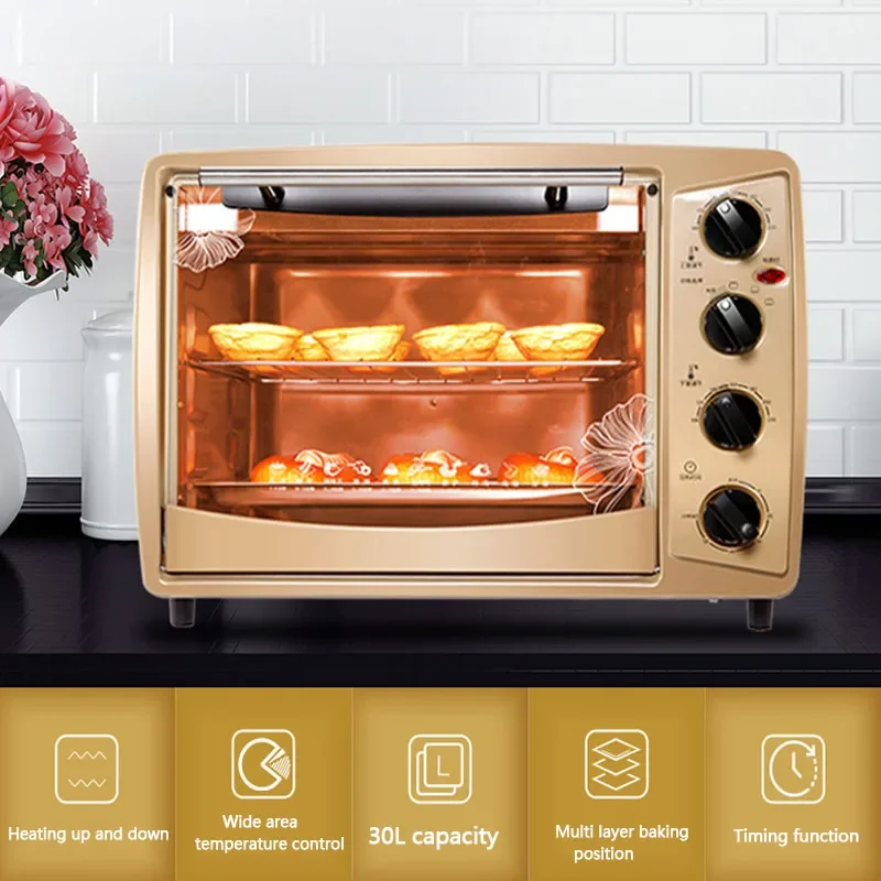 Domowy piekarnik do pizzy 220 V 1500 W Domowy elektryczny piekarnik do pizzy 4-warstwowy Profesjonalny elektryczny piekarnik do pieczenia ciasta/chleba/pizzy z Ti