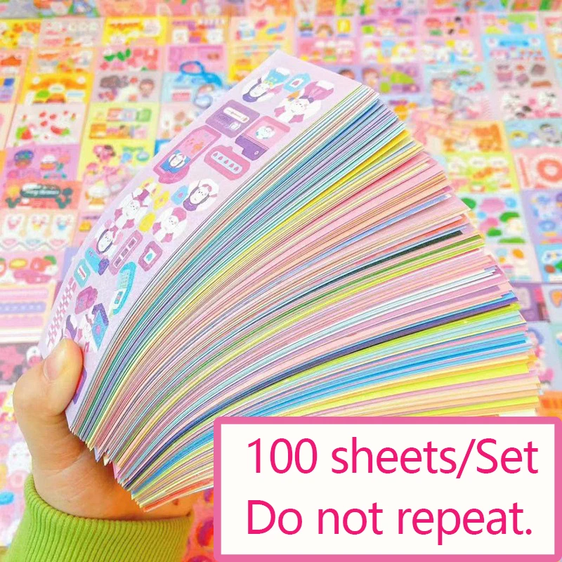 

10-100Pcs Kawaii Handbook Stickers Birthday Party Favors Cartoon Collage Laser Sticker DIY Decorative School Stationery gifts