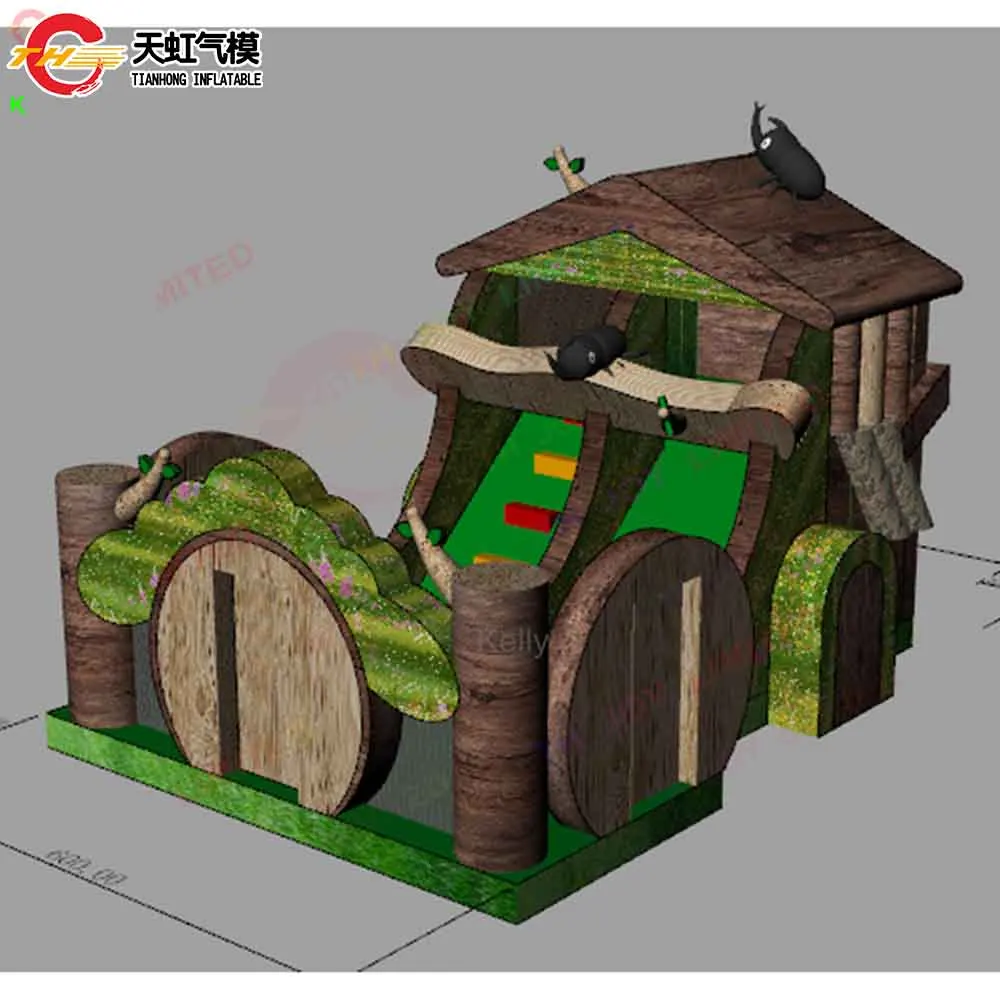 7 x 3 m kommerzielle aufblasbare Rutsche, maßgeschneiderter, aufblasbarer, luftiger, aufblasbarer, trockener Rutschenbrücke mit Gebläse