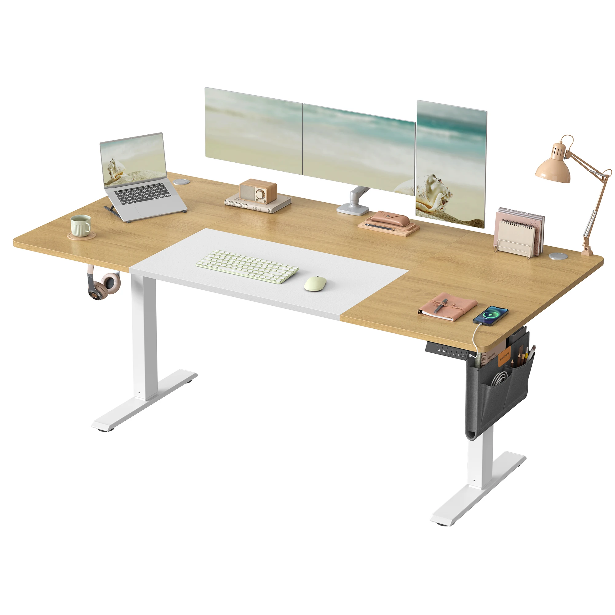 SONGMICS In hoogte verstelbare sta-tafel, 180x80 cm, geheugenfunctie, USB-C poort - afbeelding 2
