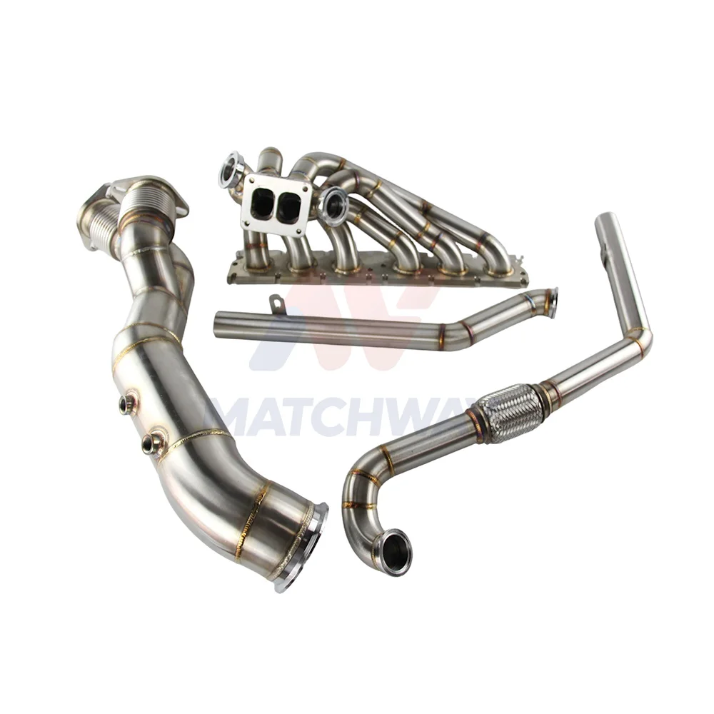 High Horsepower 3mm Thick SS304 T4 Twin Scroll Turbo Manifold Kit for BMW S58 Quality Exhaust Manifold Downpipe