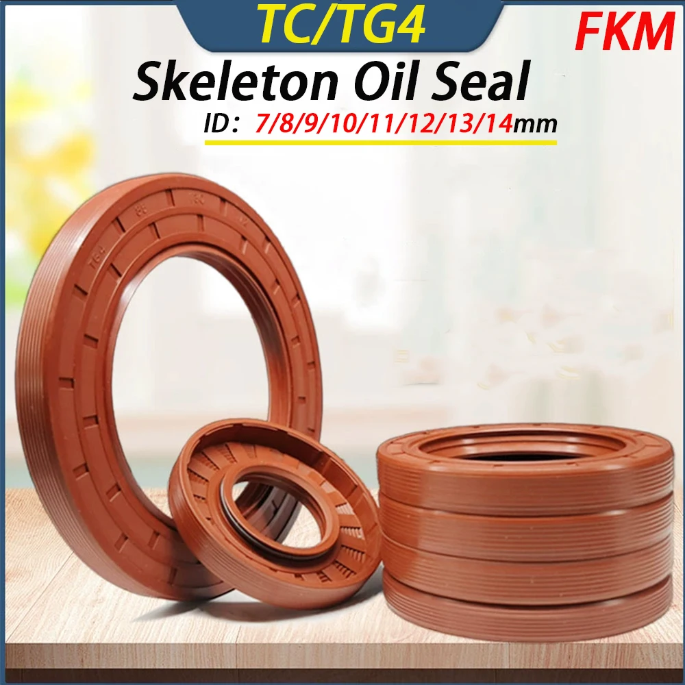 1Pcs/10Pcs ID 7/8/9/10/11/12/13/14mm FKM TC/TG4 Skeleton Oil Seal Rings Fluoro Rubber Double Lip Seal Gasket For Rotation Shaft