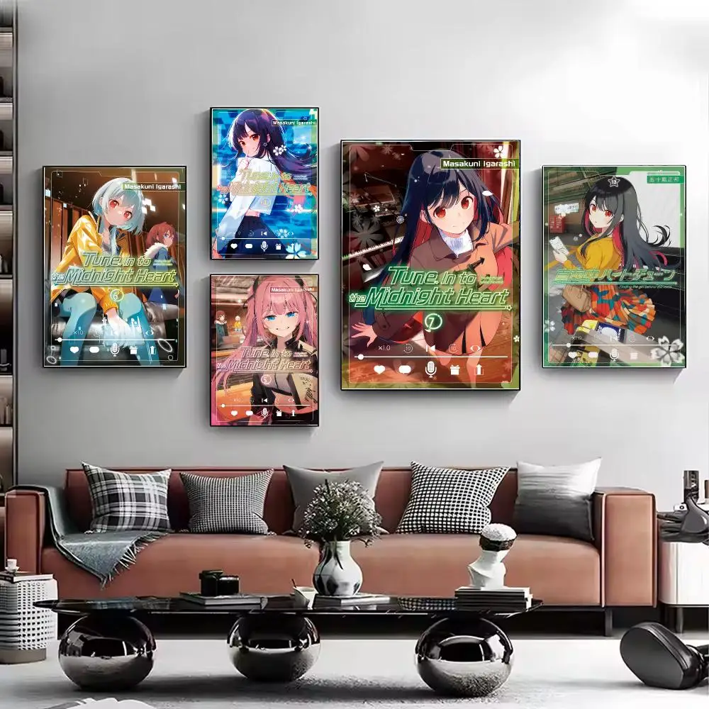 Anime Tune In to the Midnight Heart Poster HD Wall Art Aesthetic Decor for Living Room Bedroom Office Stylish Gift