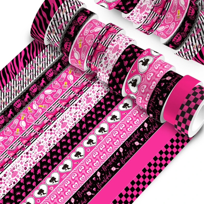 Image of 12 Rollen farbenfrohes, selbstklebendes Papierband für Mädchen, 500 cm, DIY-Scrapbooking-Dekoration, schöne Textur für Broschüren