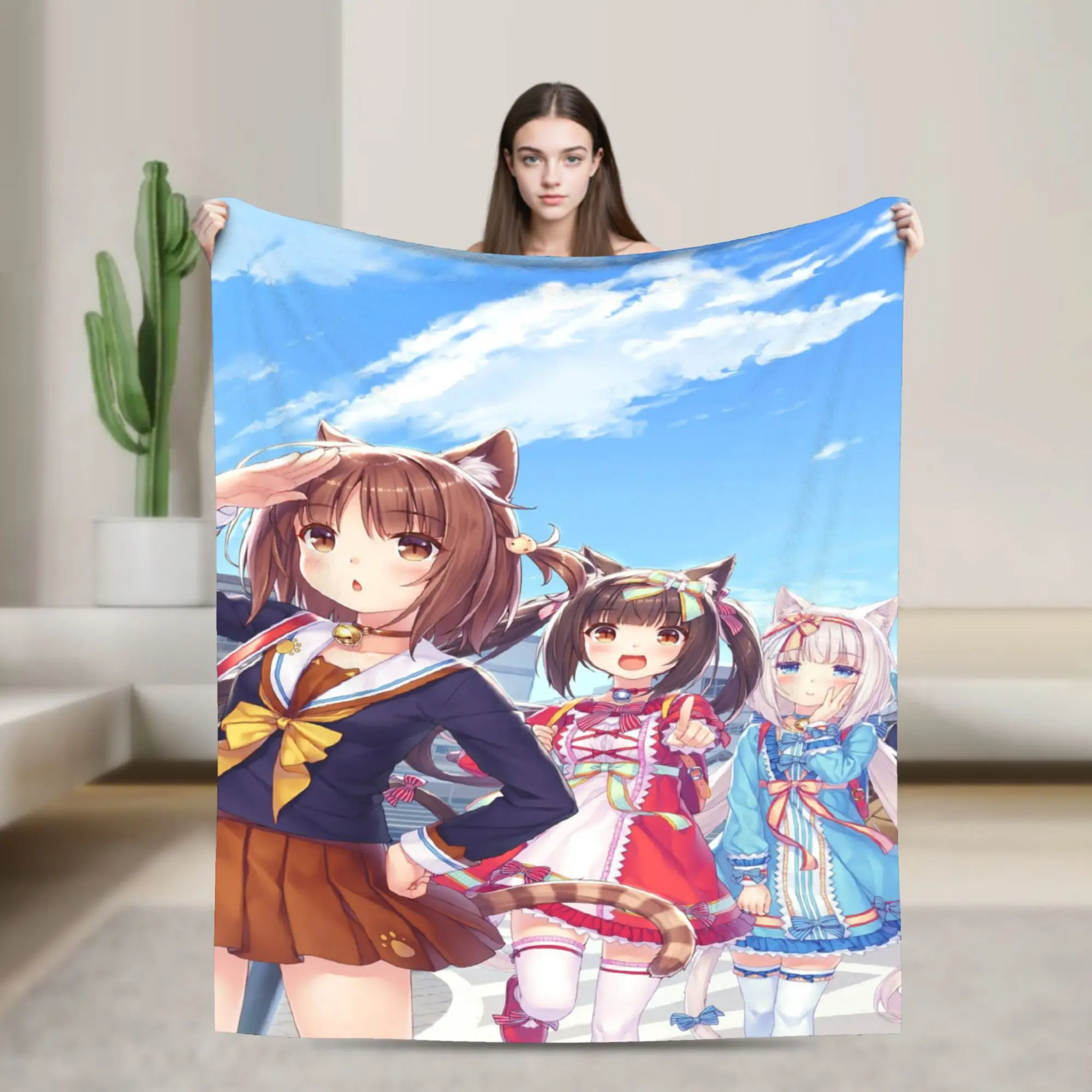 Anime N-Nekopara Blankets Flannel  Relax Super Soft Throw Blanket for Bed Rug Piece