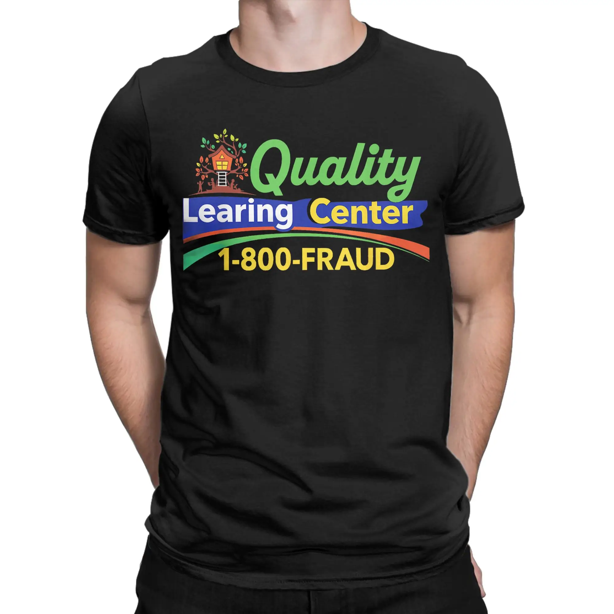 Retro Funny Sarcastic Quality Learning Center School Quote T Shirt   Popular T-Shirts Men Cotton O-Neck Plus Size Vintage Tshirt