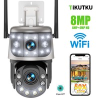 ICsee Security Camera 50X Zoom 4K 8MP Dual Screen WIFI Outdoor PTZ Monitor Human Detection Security CCTV Video Surveillance