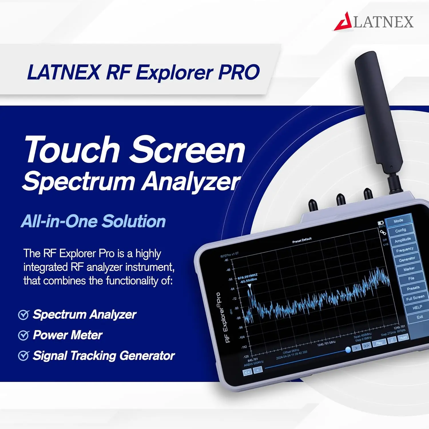 Rf Explorer Pro Spectrum Analyzer With Aluminum Case Up To 6.1Ghz. Includes Signal Tracking Generator And Power Meter