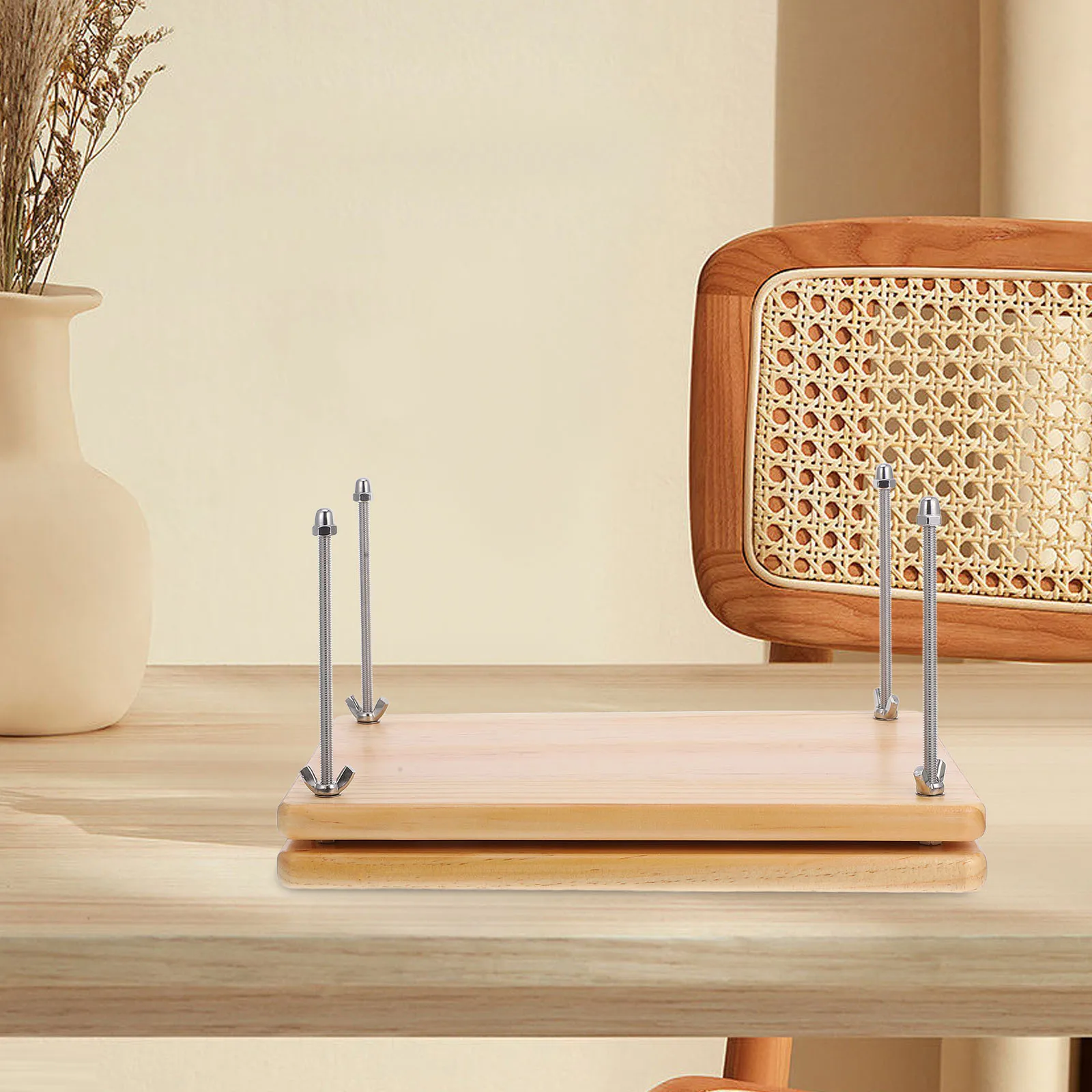 

Wooden Press Plate Strong Wood Material Compact Easy Storage Portable Bookbinding Tool Wood Manual Binding Machine Book