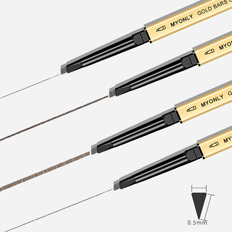 Lápis ultra fino da sobrancelha do triângulo, definidor preciso da sobrancelha, composição da sobrancelha do olho, duradouro, impermeável, louro, marrom, café, 3 cores