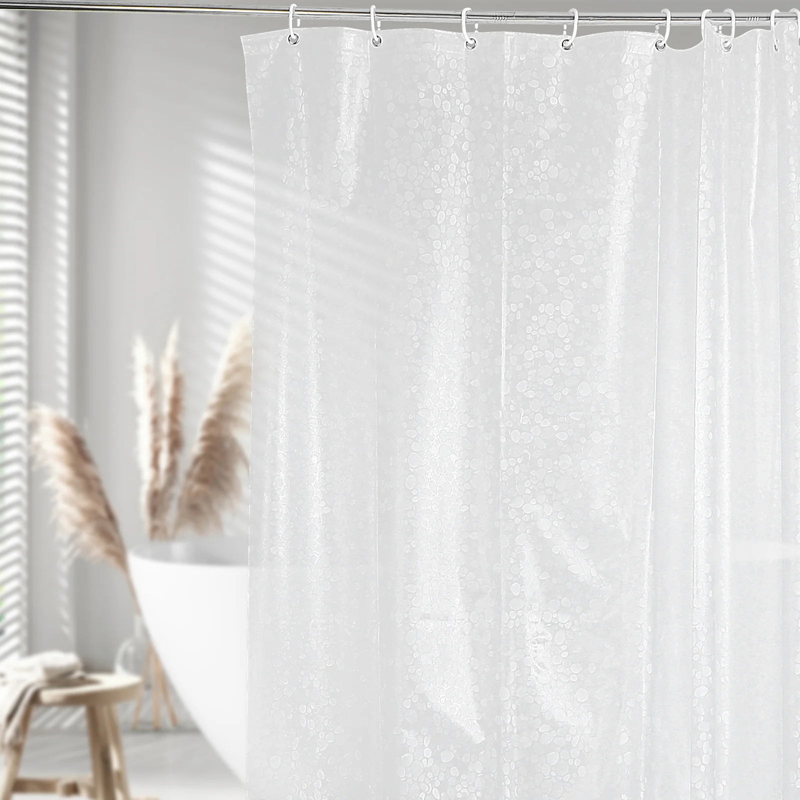 

1Set Waterproof Shower Curtain Liner Heavy Duty PVC Shower Curtain for Garden Tub Claw Foot Bathtub Stall Size with Hooks