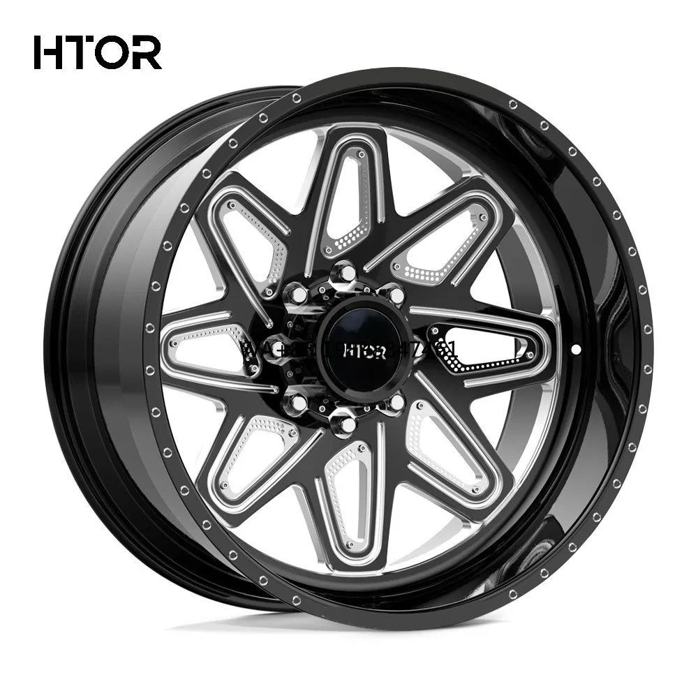 

HTOR Custom 20x10 22x12 24x14 8x165.1 8x170 H Spoke Forged Off Road Pickup Truck Wheels Gloss Black for Milled F250 F350 Tremor