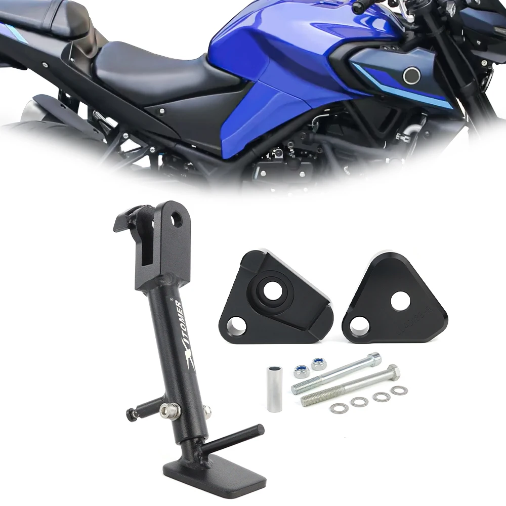

For Yamaha MT-03 MT03 2016-2024 YZF-R3 R3 2015-2024 Motorcycle Adjustable Kickstand Side Stand & Rear Suspension Lowering Links