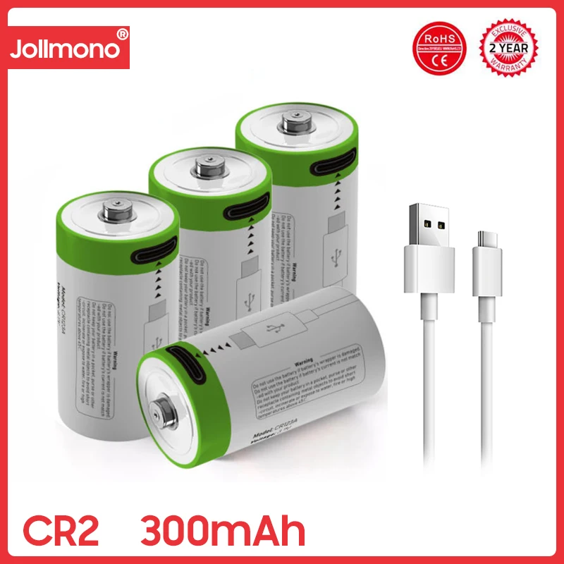 2-10pcs 3.7V CR2 300mah RechargeableLI-ION Battery,digital Camera,GPS Security , Medical Equipment Made A Special Battery