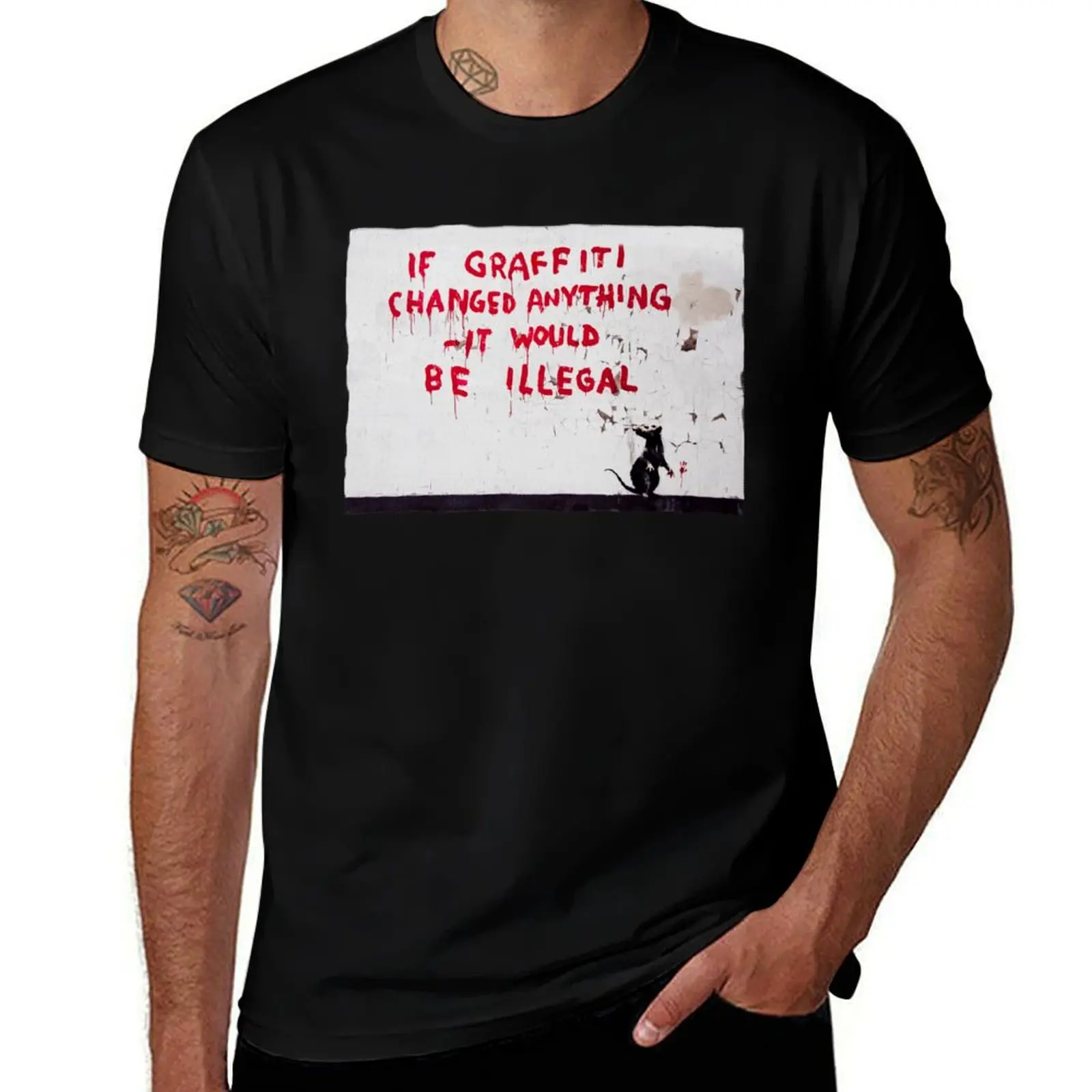 Banksy Mouse graffiti If graffiti changed anything it would be illegal ORIGINAL WALL T-Shirt