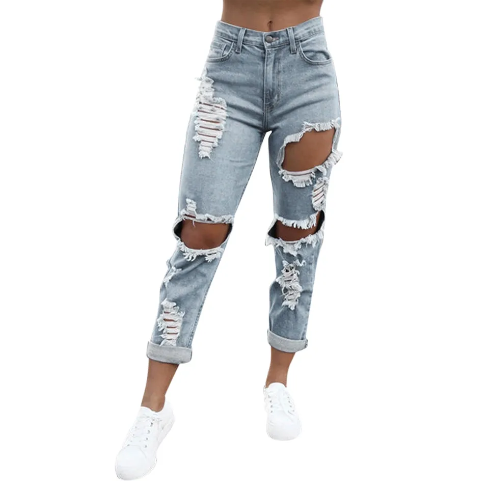 Trendy Ripped Denim Jeans for Women
