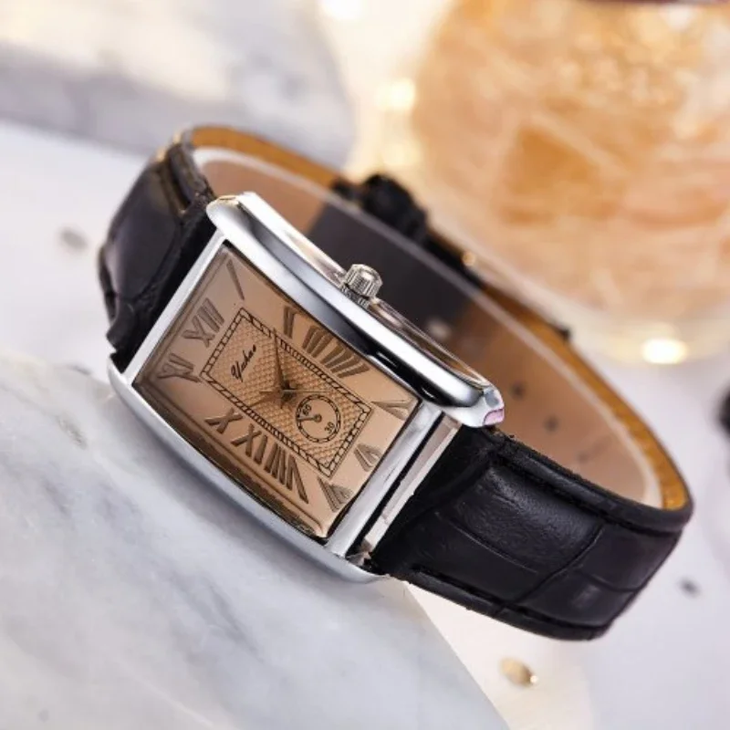 Couple Luxury Quartz Watch, Rectangle Dial Gift